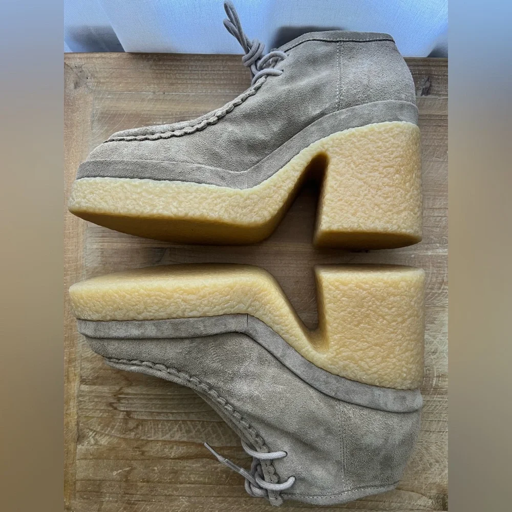 Chloé Women's Jamie Platform Ankle Booties in Taupe Size 40 New - Picture 7 of 11